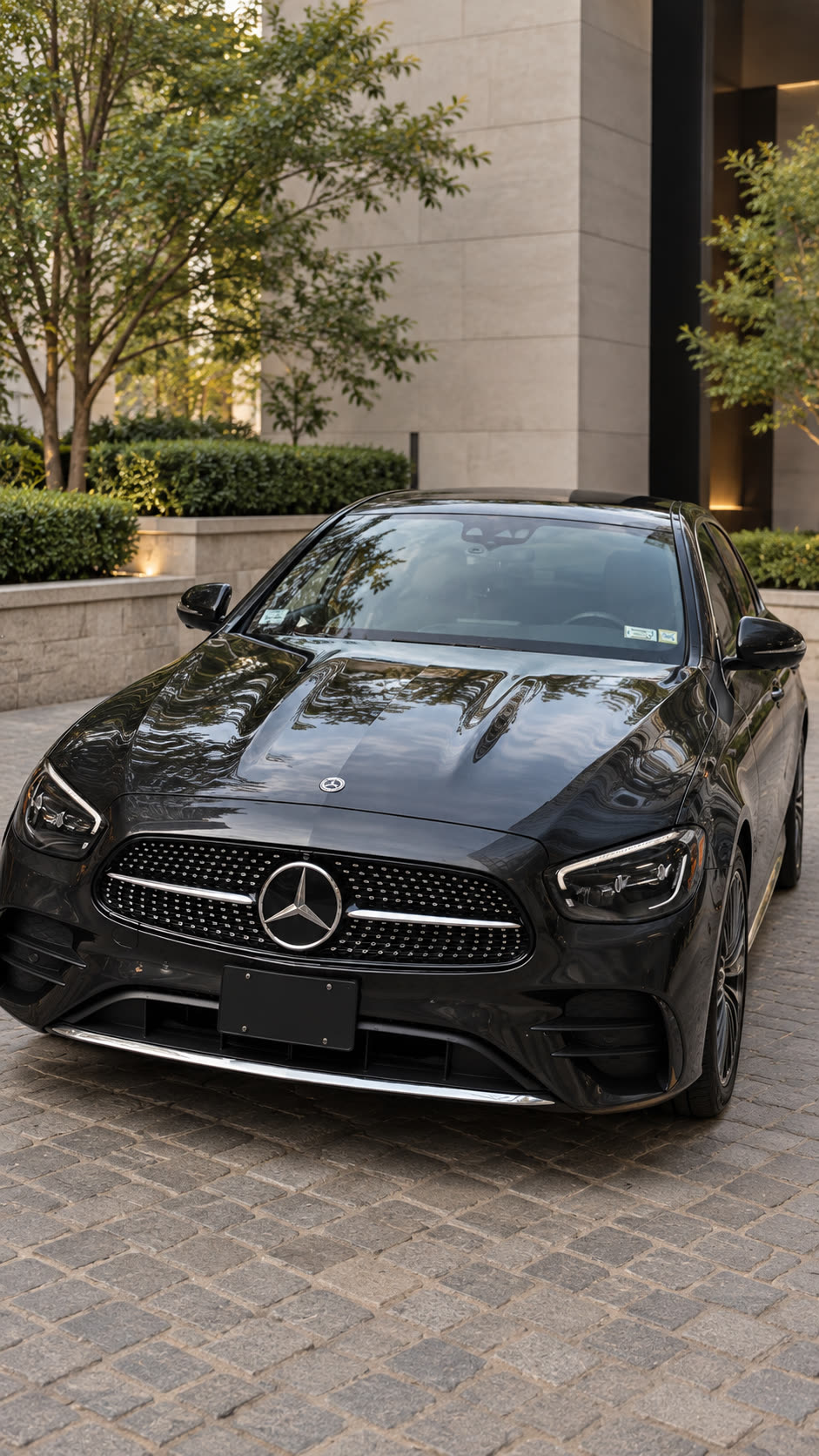 2023 Mercedes-Benz E 350 front exterior with license plate concealed